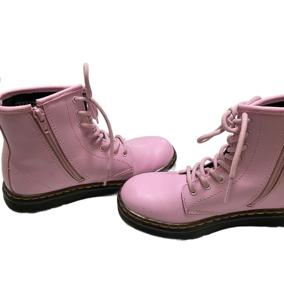 Dr. Martens Kids Zavala J Combat Boots Size 2 Pastel Pink Lace Up Punk Grunge - Picture 3 of 6